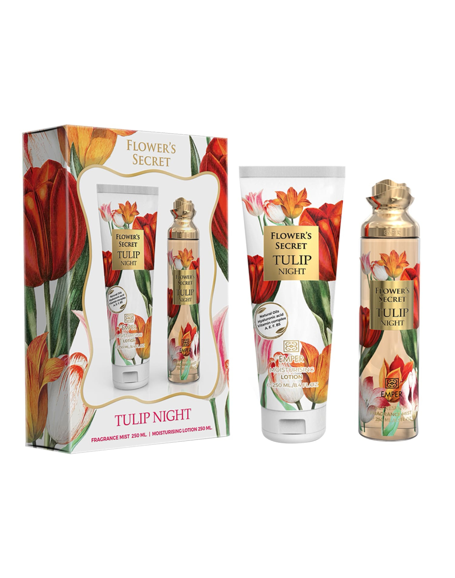 Flower'S Secret Tulip Night - подарунковий набір жіночий (250 мл body mist + 250 мл body lotion)