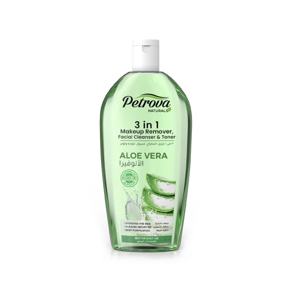 Засіб для зняття макіяжу Aloe Vera 3 in 1 Make Up Remover, Facial Cleanser & Tonner Petrova Naturals - 400мл