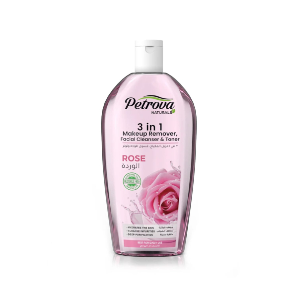 Засіб для зняття макіяжу Rose 3 in1 Make Up Remover, Facial Cleanser & Tonner Petrova Naturals - 400 мл