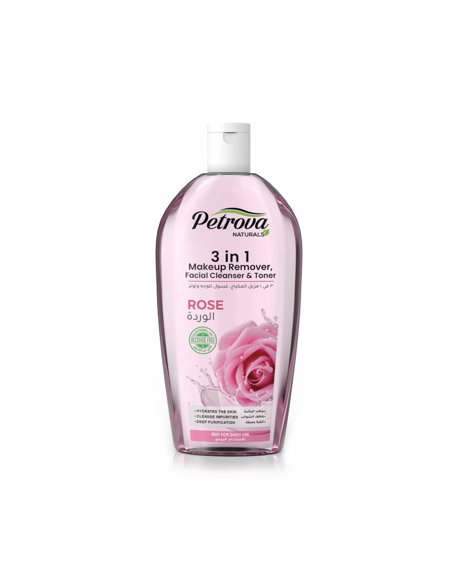 Засіб для зняття макіяжу Rose 3 in1 Make Up Remover, Facial Cleanser & Tonner Petrova Naturals - 400 мл