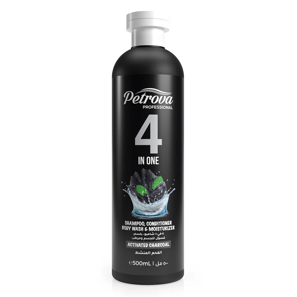 PSH20015 Гель-шампунь 4 IN 1 ACTIVATED CHARCOAL PETROVA PROFESSIONAL- 500 ML - Зображення 1